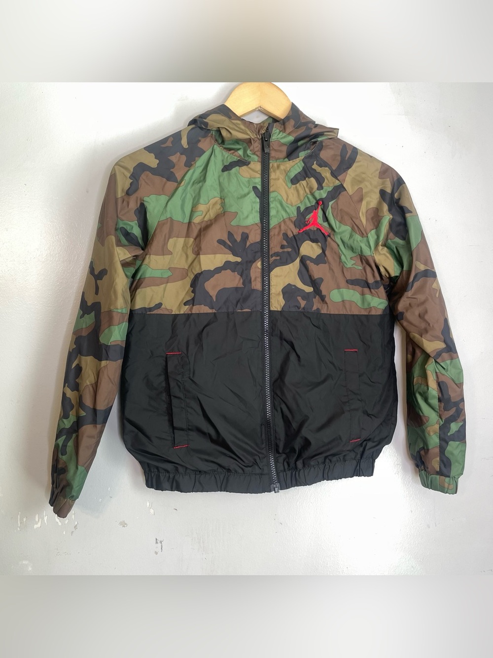 Jordan Jumpman Camo / Black Full Zip Hooded Jacket Youth Boys Size M 10-12